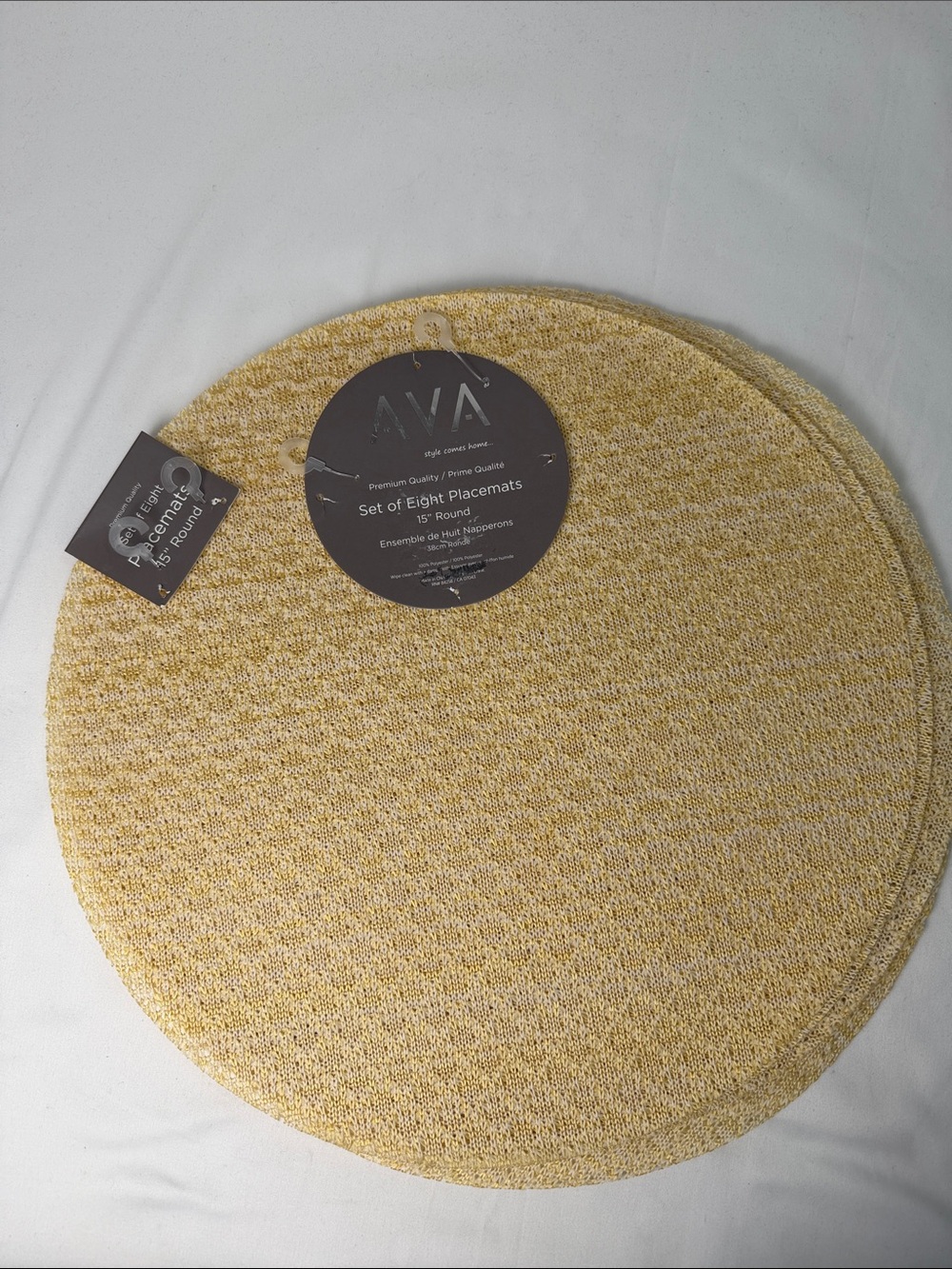 Premium Quality Set of Eight Round Placemats‎ - Yellow